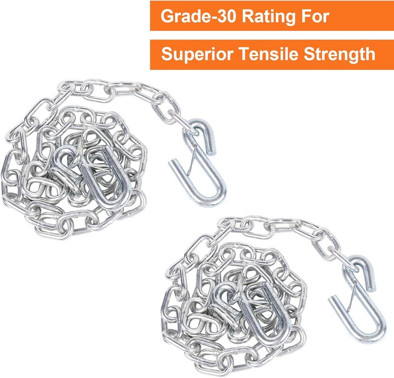 TeukRiGa 5/16"x54" Grade 30 Steel Boat Trailer Safety Chain with Spring Clip Hooks 7000 lbs, 2 Pcs (5/16"x54") - Image 5